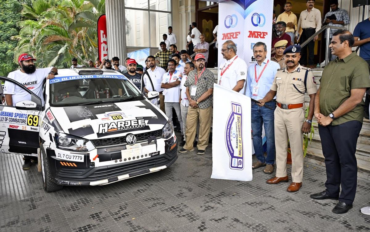 INRC championship leader Harkrishan Wadia and his co-driver Kunal Kashyap go through the customary ceremonial flag-off on Friday.